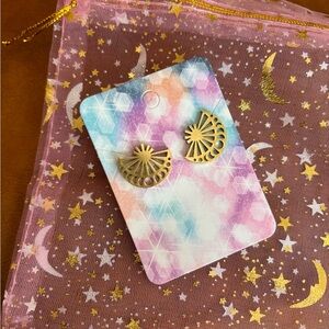 Gold Fan-Shaped Earrings